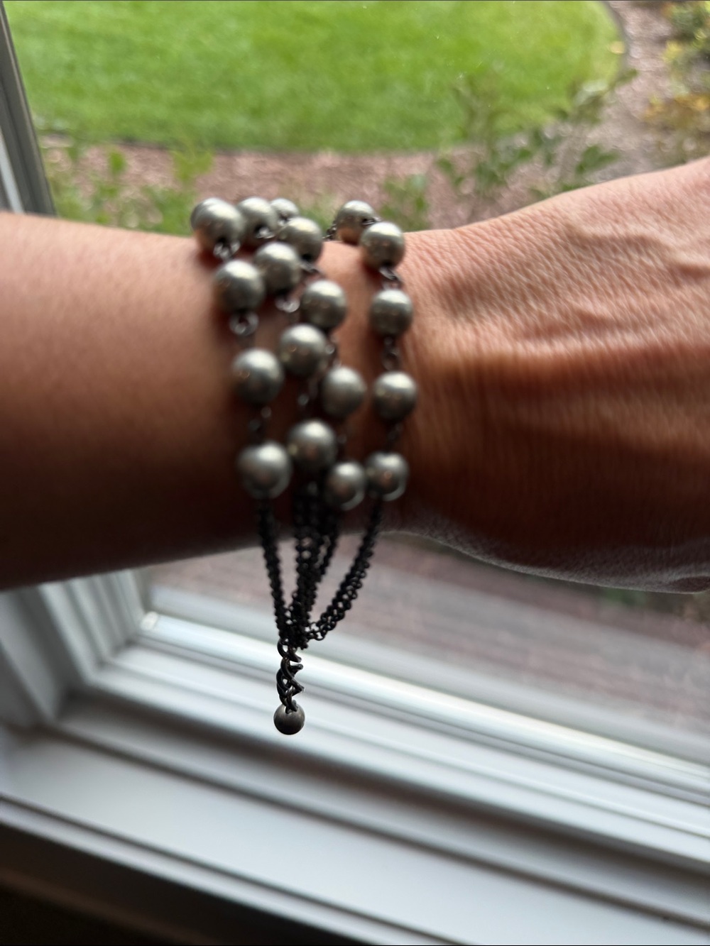 Multi-Strand Gunmetal Bead Bracelet - Women's Jewelry